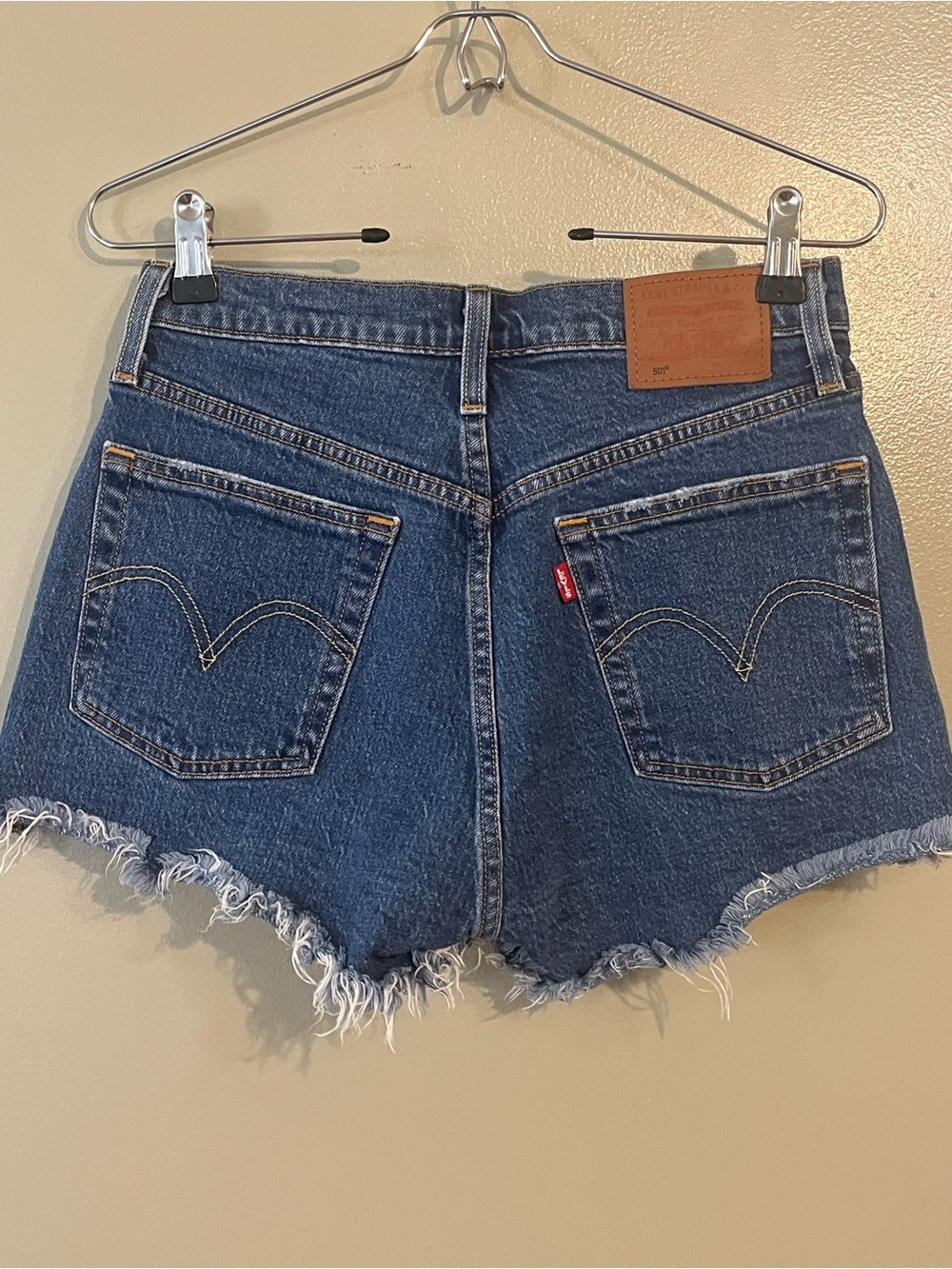 Levi's  591 Premium Women's Dark Blue Denim Cutoff Shorts  button fly 27